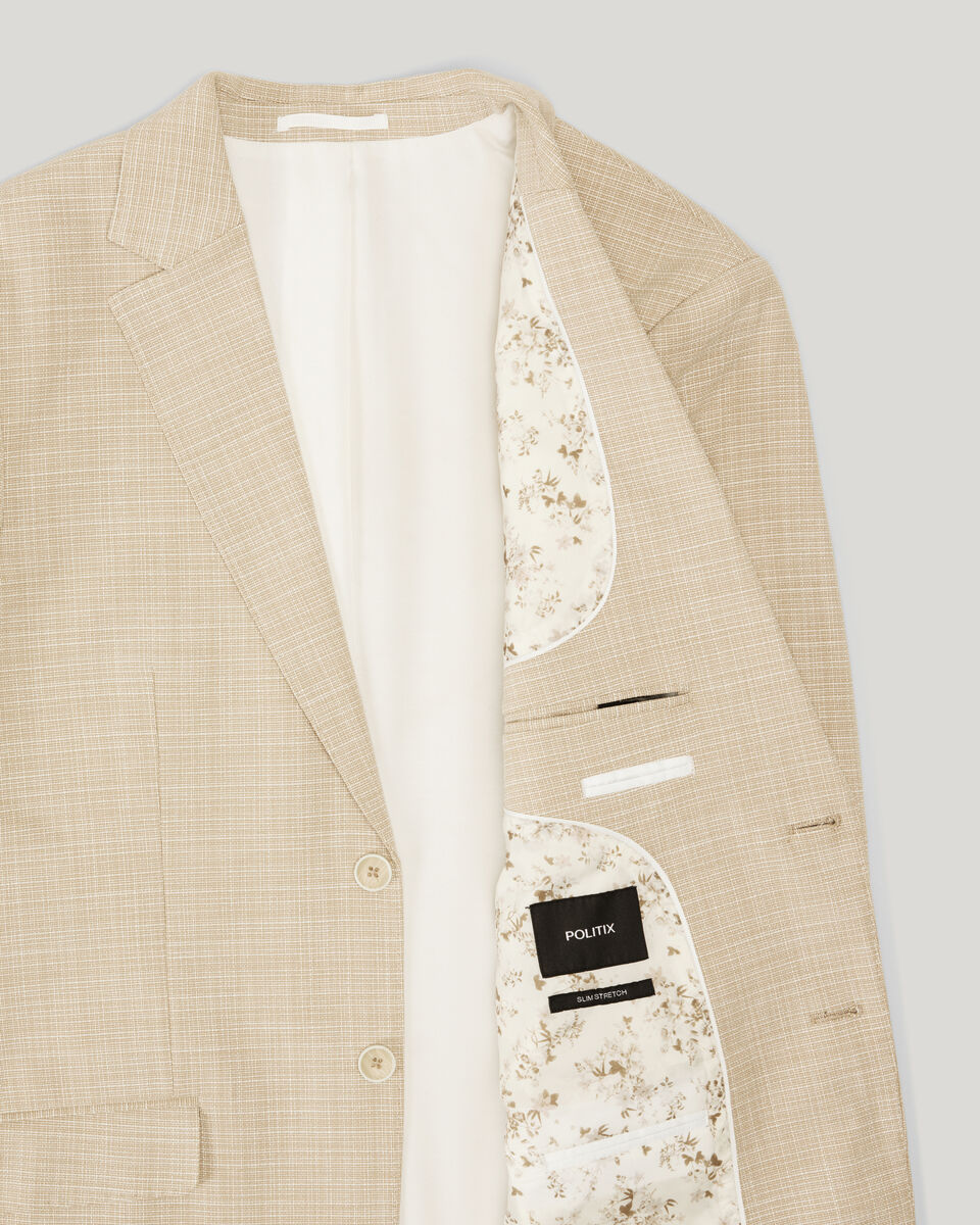 Single Breasted Textured Tailored Blazer, Fawn, hi-res